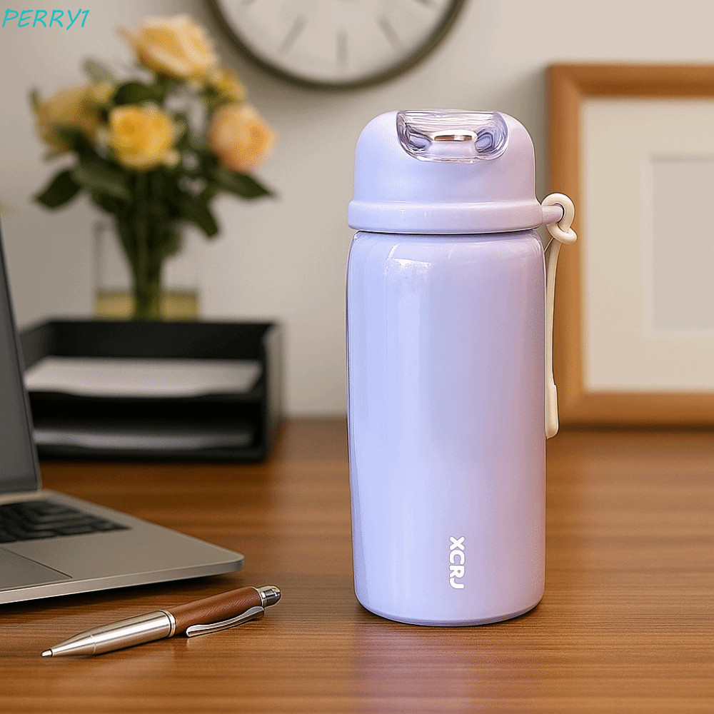 PERRY Thermos Cup, Leak Proof with Sticker Vacuum Cup, Personal Cartoon 420ML Vacuum Insulation Doub