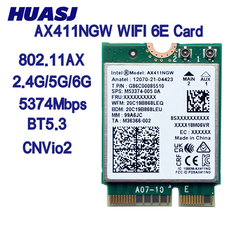 Wi-Fi 6E AX411 AX411NGW การ์ดเครือข่าย WIFI CNvio2 802.11ax 2.4/5/6GHz BT5.3 สําหรับ Win 10 11 12th 