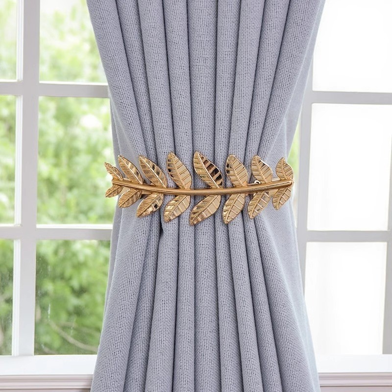 Hot Sale#Curtain Tiebacks Metal Leaf Binding Straps Curtain Decorations Light Luxury Curtain Storage