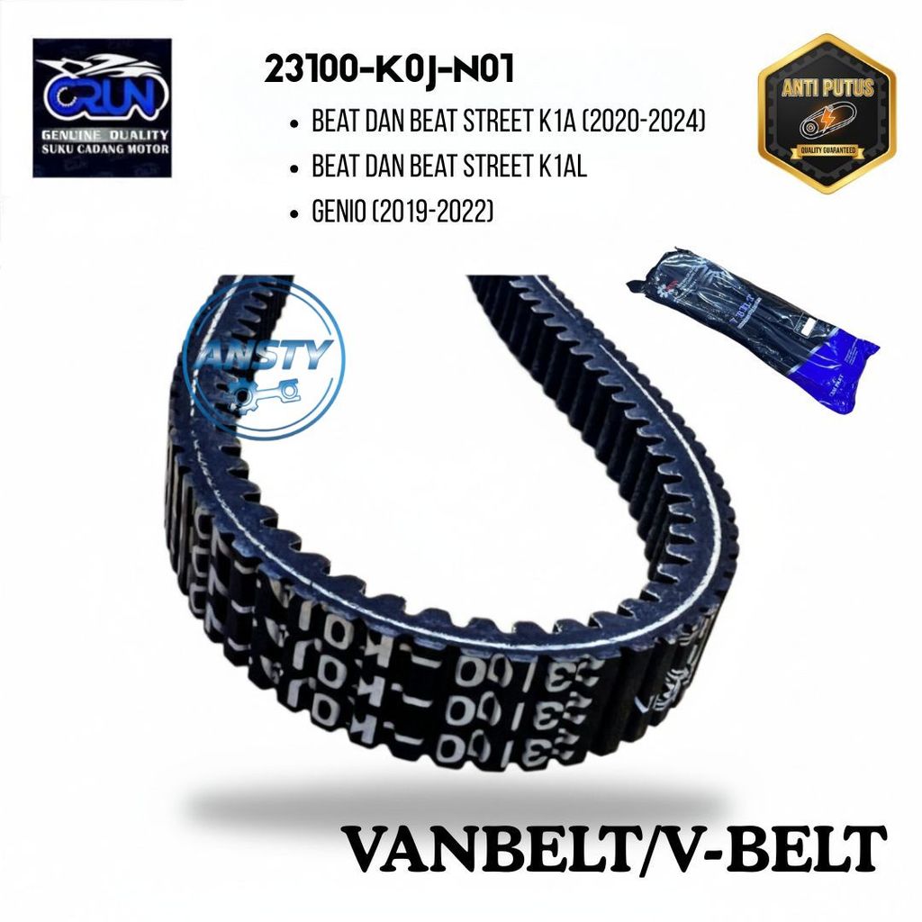 23100-K0J-N01 CRUN V-Belt Honda KOJ Beat K1A Vanbelt Beat Street K1AL Genio เข็มขัดไดรฟ์มอเตอร์