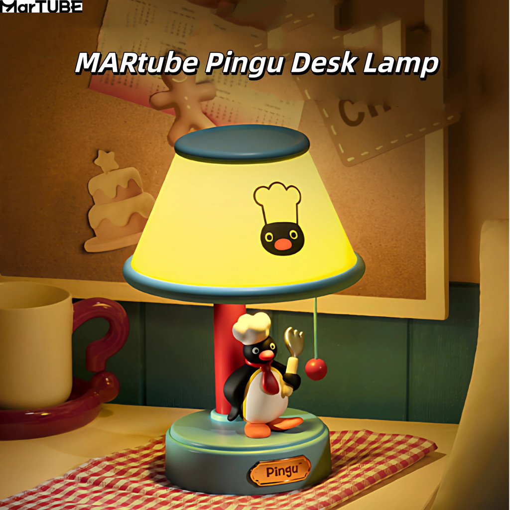 MARtube Pingu โคมไฟตั้งโต๊ะห้องนอนบรรยากาศการนอนหลับไฟกลางคืนข้างเตียงแสงอ่อนเดสก์ท็อปตกแต่งของขวัญ