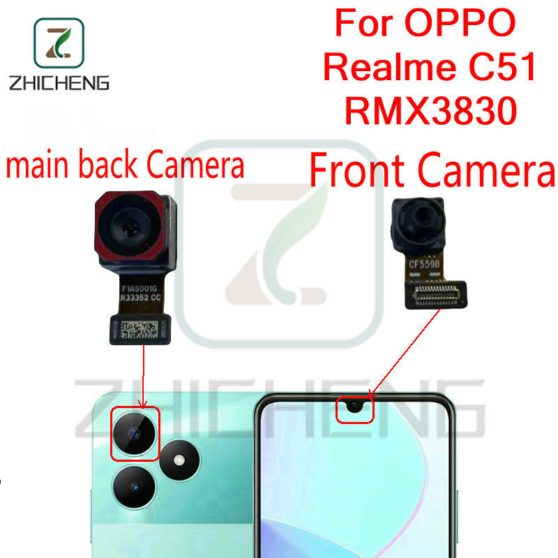 สําหรับ OPPO Realme C51 RMX3830 กล้องด้านหน้าเปลี่ยนกล้องด้านหลัง