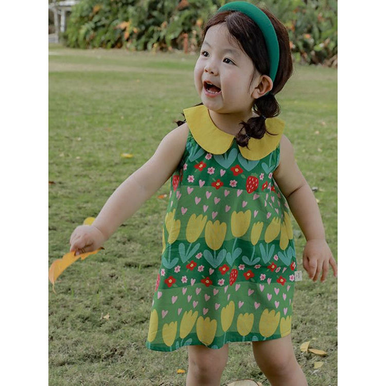 🚚มีสินค้าพร้อมส่ง! ชุดเดรสกระโปรงสีเขียว ลายดอกไม้  - K4124991