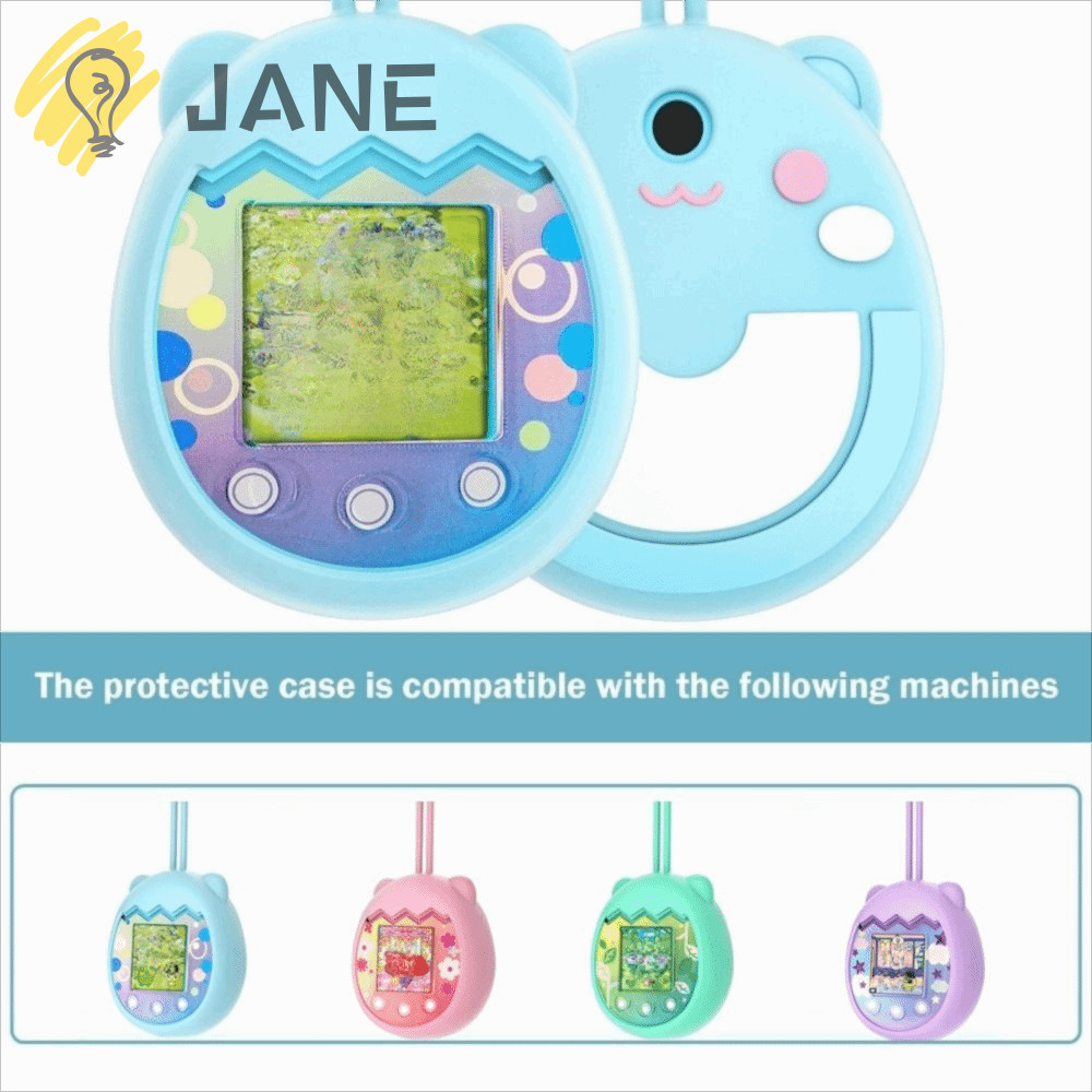 JANE ฝาครอบป้องกันซิลิโคน, กันกระแทกพร้อมสายคล้องมือสัตว์เลี้ยงอิเล็กทรอนิกส์, การ์ตูนสําหรับ Tamagotchi Pix ฝาครอบป้องกันรอยขีดข่วนสําหรับ Tamagotchi Pix อุปกรณ์เสริม
