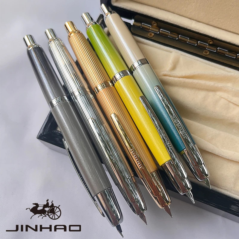 1 ชิ้น Jinhao 10 ใหม่ Press-out Nib โลหะ Fountain ปากกา,retractable Fine Nib พร้อมตัวแปลงหมึก
