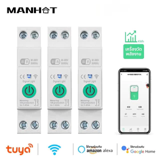 1-63A 1P + N Tuya WiFi Smart Circuit Breaker สวิทช์ Kwh วัดรีเลย์ MCB แรงดันไฟฟ้าป้องกัน Alexa Google Home Alice