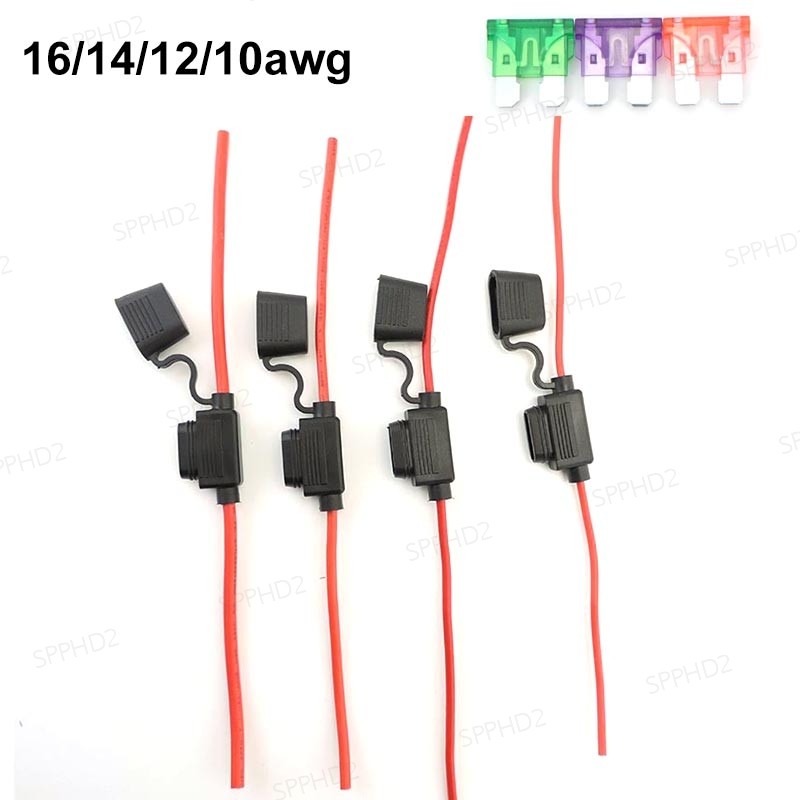 16/14/12/10AWG กันน้ําขนาดกลาง Auto Fuse Power Socket Holder ใบมีดรถมาตรฐานฟิวส์สายไฟ 10A 20A 30A 50