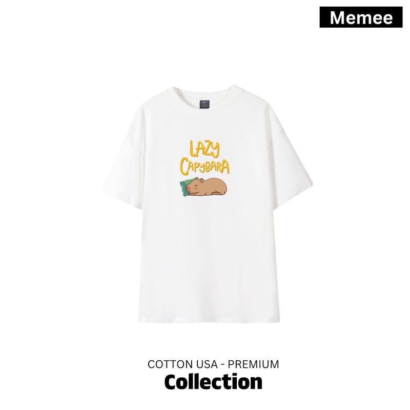 MEMEE~เสื้อยืดCOTTON USA ผ้าหนานิ่มS-3XL(LAZY Capybara)