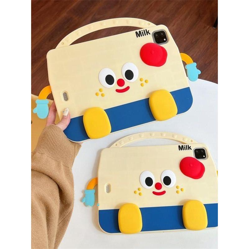 การ์ตูนสร้างสรรค์ตลก 3D นมกล่องสําหรับ IPad10.2 Shell Ipad10th 5th ฝาครอบ Mini6/7 Air11 M2/3 ฝาครอบซิลิโคน Air4/5 10.9 Anti-fall กรณี IPadPro11 M2 Ipad11th Air7 Anti-bending ฝาครอบ - รูปที่ 2