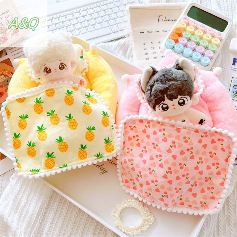 AQ 3PCS DIY ของเล่นแต่งตัวอุปกรณ์เสริมสร้างสรรค์ผ้าฝ้ายตุ๊กตาเตียงหมอนผ้านวมสําหรับ 10/20 ซม.ตุ๊กตาไ