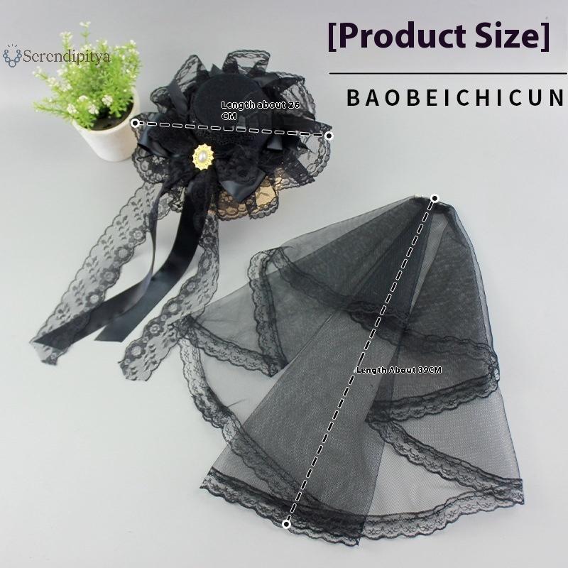 หมวกแฟชั่น SEE Gothic Veil Rose Mini สีดำหรือขาว ใส่ได้ทุกวัน