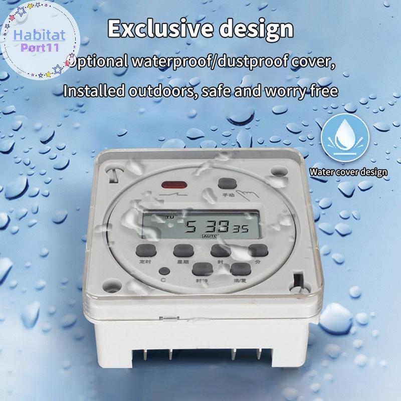 HabitatPort โปรแกรมรีเลย์ CN101A\CN102A พลาสติกกันน้ําดิจิตอล LCD Power Timer สวิทช์ฝาครอบป้องกัน th