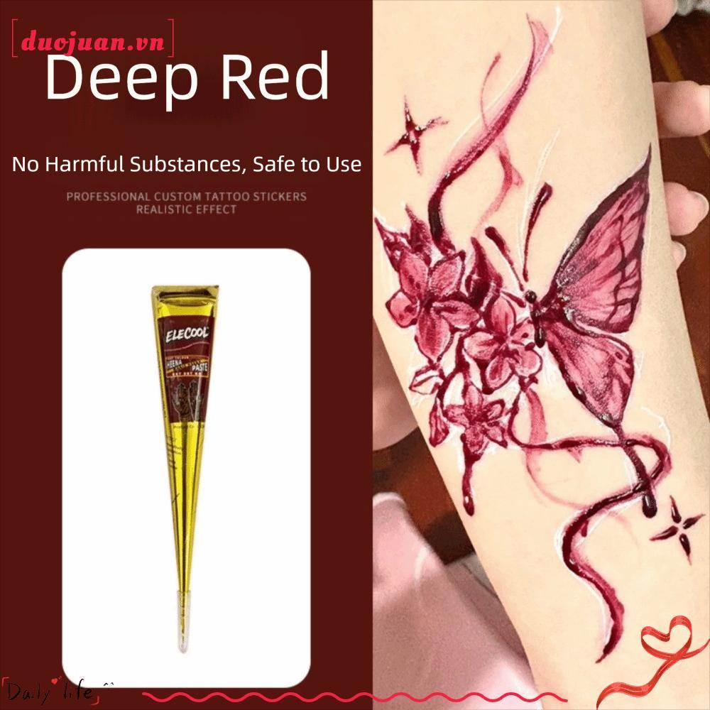 DUOJUAN Henna Tattoo Cream, Easy-To-Use กึ่งถาวร Henna Paste Cone, Mehndi สีดําสีน้ําตาลชั่วคราว Meh