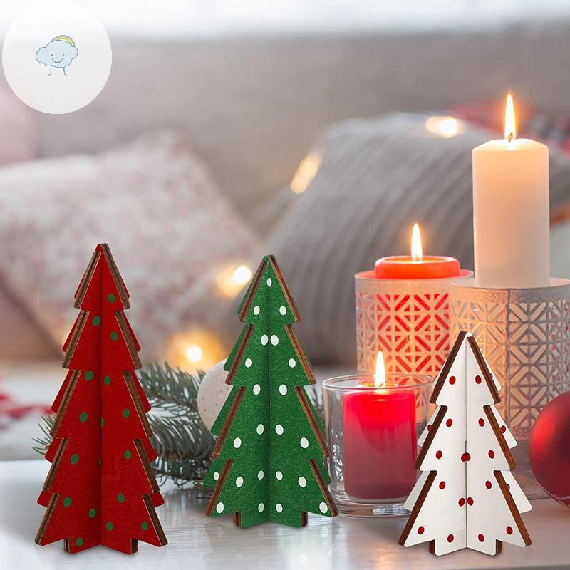 TWOE ตกแต่งคริสต์มาส 3 ชิ้นโต๊ะไม้ Rustic Christmas Tree Farmhouse ไม้ Xmas Centerpiece สําหรับโต๊ะเ