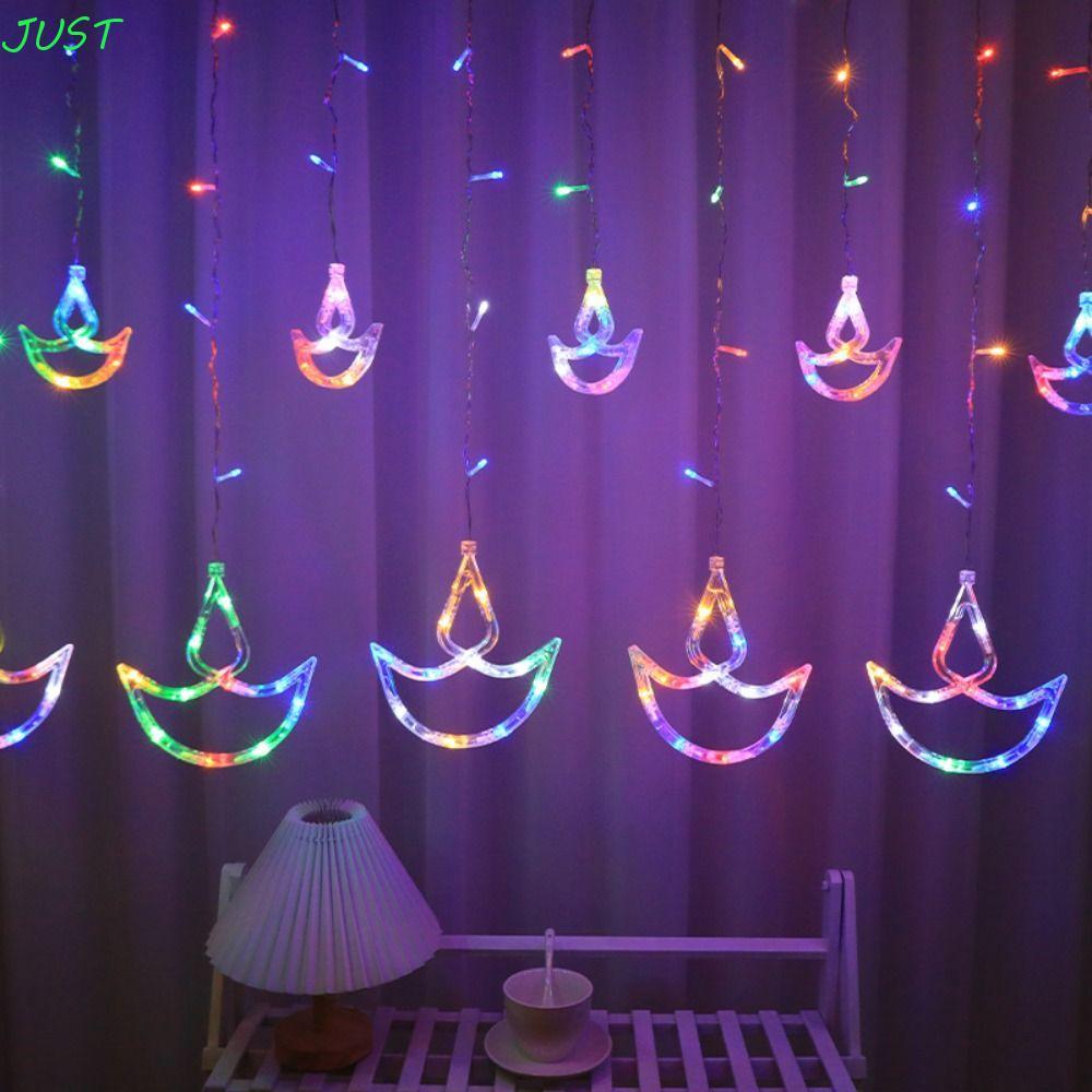 JUST Diwali Light, Brilliant Night USB Plug Curtain Light, Diwali ตกแต่งรูปหัวใจ Happy Diwali ไฟ LED