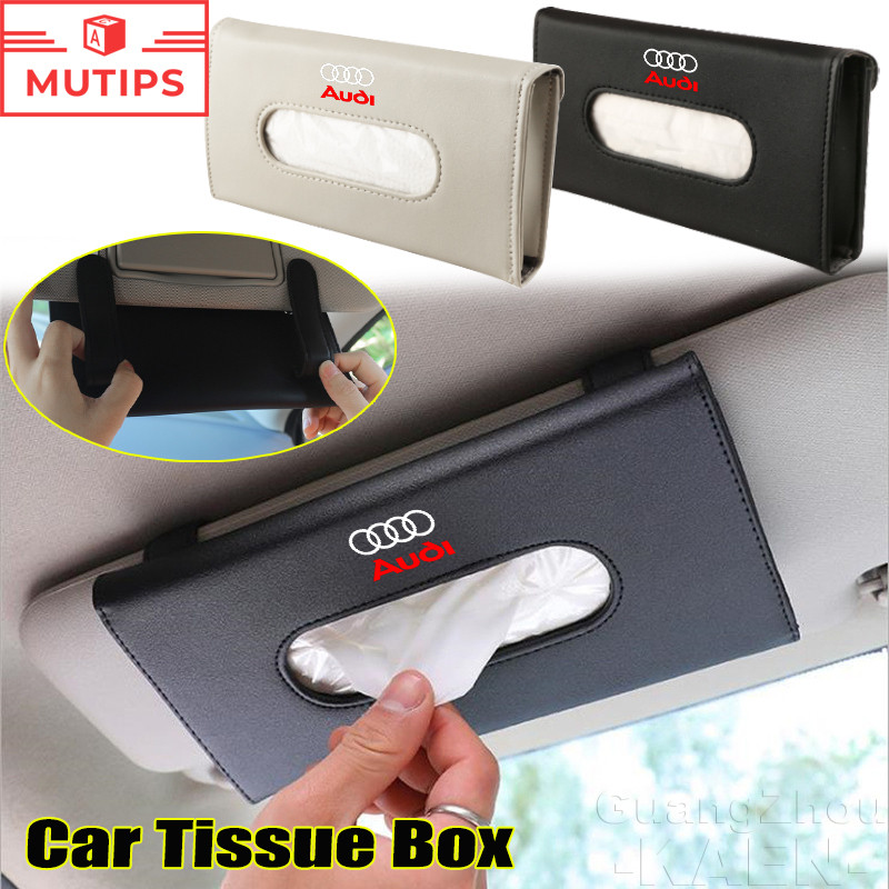 Audi กล่องทิชชู่รถยนต์ Sun Visor ถุงเก็บกระดาษทิชชู่ด้วยคลิป Sunroof กล่องทิชชู่ A3 8l 8Y A1 Q5 TT m