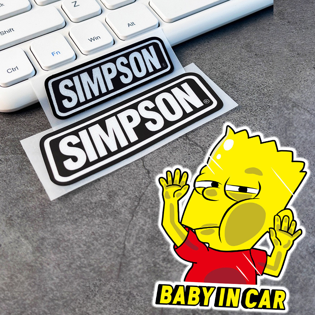 SIMPSON มอไซ สกูตเตอร์ สติ๊กเกอร์ สะท้อนแสง หมวกกันน๊อค โช๊คหลัง กันน้ำ บังโคลน ตกแต่งรถ PCX  Giorno