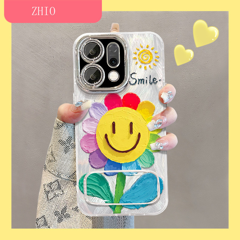 [26] เหมาะสําหรับ opporeno14 เคสโทรศัพท์ฤดูร้อนใหม่หญิง reno13/12/11pro Sun Flower Bracket 10/9pro + ผ้าพันคอขนนก reno6/5 รวมทุกอย่างฟิล์มเลนส์ findx8/7 ความรู้สึกระดับไฮเอนด์