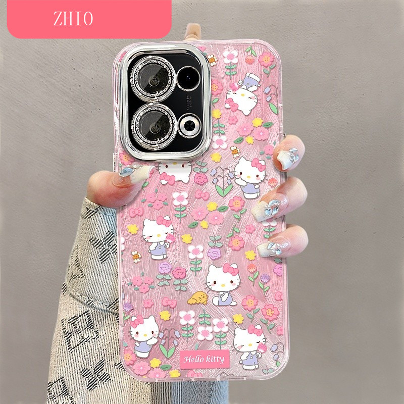 [249] เหมาะสําหรับเคสโทรศัพท์ opporeno13 13 ดอกไม้แบบเต็มหน้าจอ kt Cat 7pro/9+/ reno6/5findx8/7pro กันกระแทก-- **