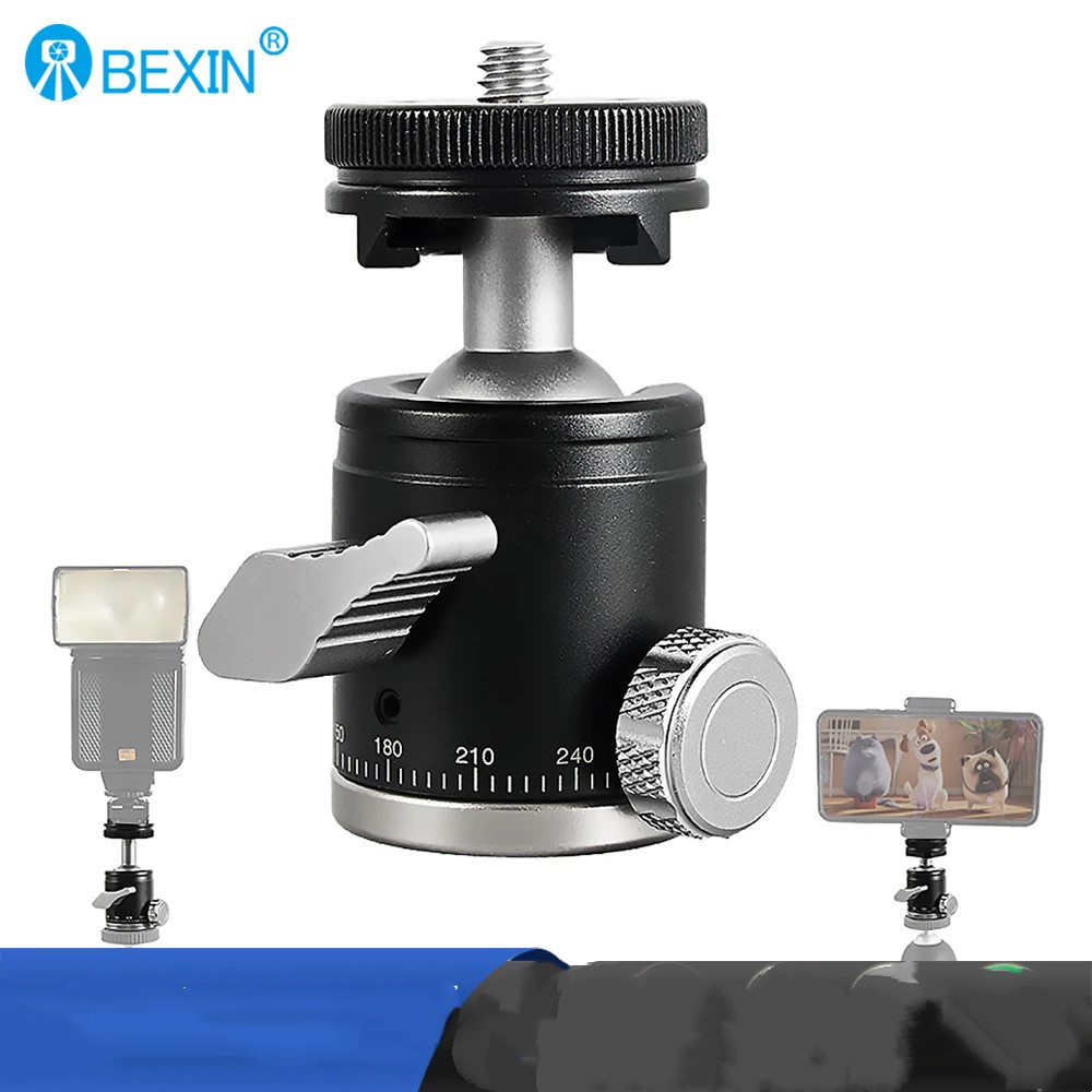 BEXIN K19 Mini Cold Shoe Ball Head Dual ใช้ 1/4 สกรูรองเท้าเย็นอลูมิเนียมสําหรับกล้องโทรศัพท์ Speedlite ขาตั้งกล้อง Selfie Stick