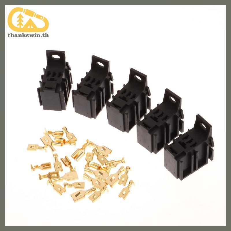Thankswin 5 ชุด/ล็อต DIY อุปกรณ์เสริมรถรีเลย์ Connector ซ็อกเก็ตไม่มีสายไฟพร้อม Terminal ดัดแปลงไนลอนสารหน่วงไฟ th