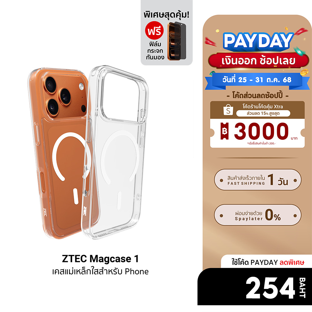 [ลดเหลือ 254] ZTEC MagCase 1 เคสแม่เหล็ก เคสใส Case สำหรับ iPhone 13/14/15/16/17/Air/17 Pro/17 Proma
