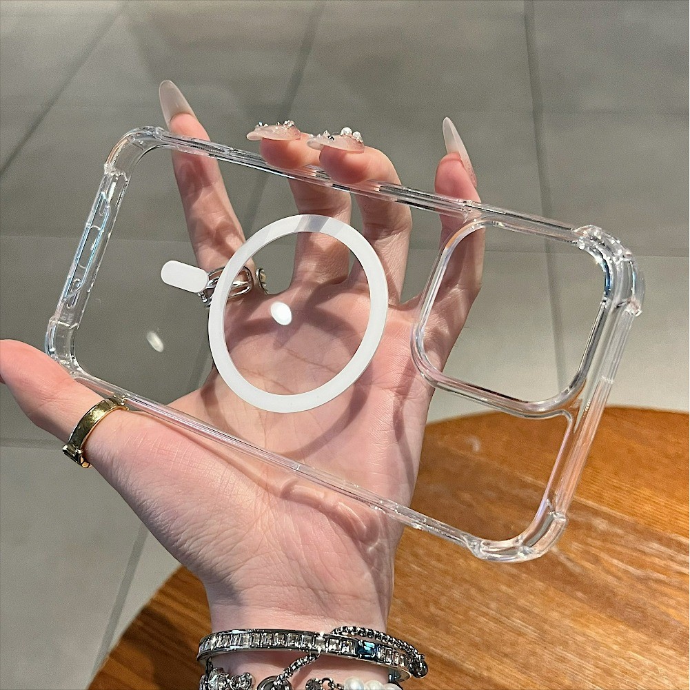 โปร่งใสแม่เหล็กชาร์จ Anti-Crack เคส OPPO Find X9 X8 Pro Reno15 Pro Reno13 Reno14 F เคสโทรศัพท์