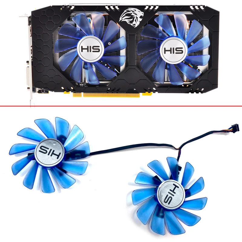 พัดลมระบายความร้อน 2PCS 85 มม.4PIN FDC10U12S9-C 0.45A RX 570 IceQ X2 GPU พัดลมสําหรับ HIS RX 570 Ice