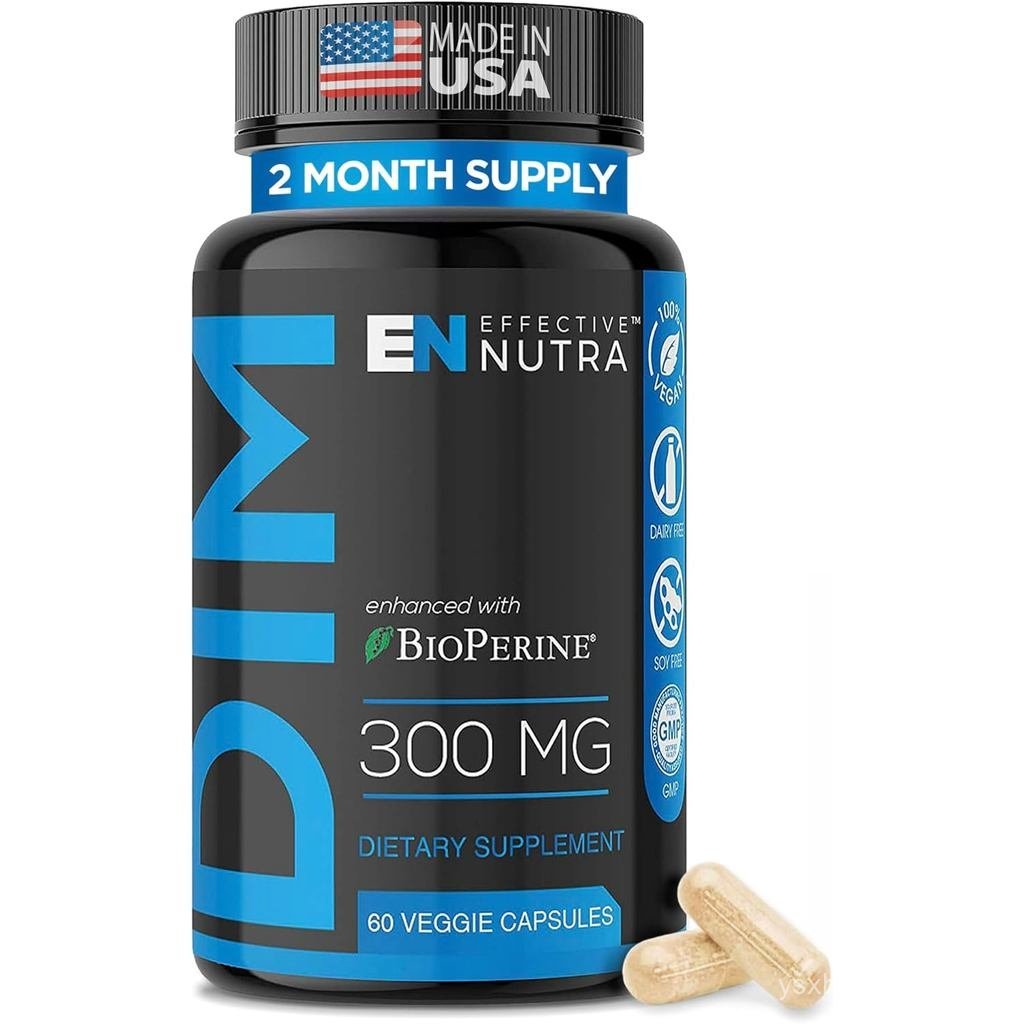 อาหารเสริม Nutra Dim ที่มีประสิทธิภาพ 300 มก. แคปซูล - พลังพิเศษ Diindolylmethane DIM + BioPerine - 