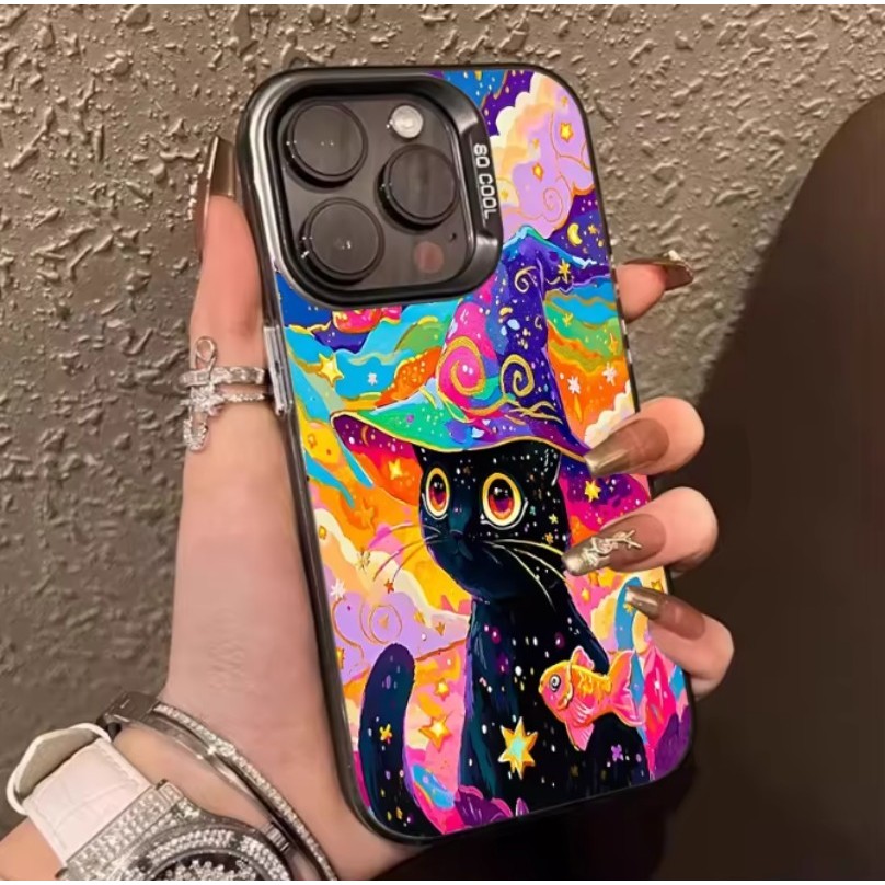 Starry Sky แมวดํา IMD ป้องกันซิลิโคนเคสโทรศัพท์สําหรับ Honor X7D X9A X9B X9C X8A X6C X8B X8C X7A X7B