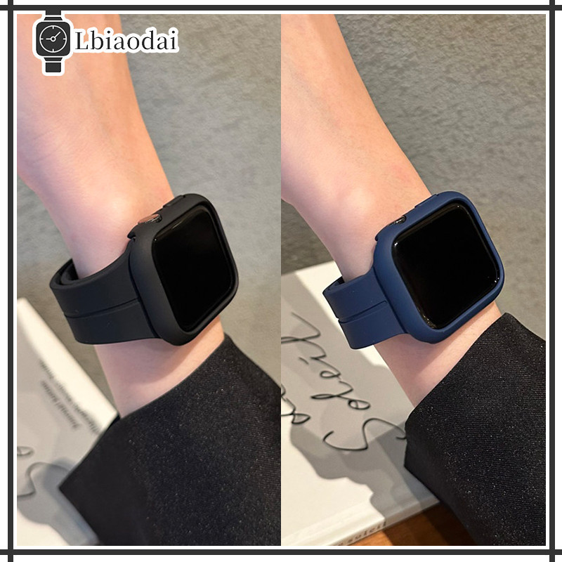 สายยางซิลิโคนกรณี for Apple Watch Series 11 10 9 8 Ultra SE 3 2 IWatch 49 46 42 ผู้ป้องกันหน้าจออ่อนครอบคลุมสายรัดข้อมือ