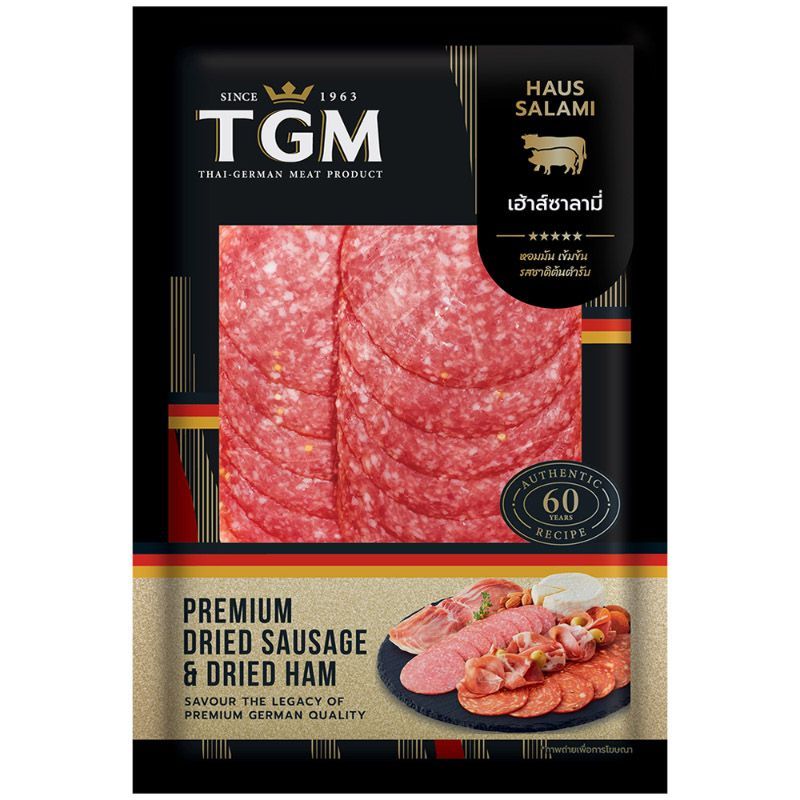 ทีจีเอ็มเฮ้าส์ซาลามี 80กรัม TGM Haus Salami 80g. [หมายเลขบาร์โค้ด 8850826500749]