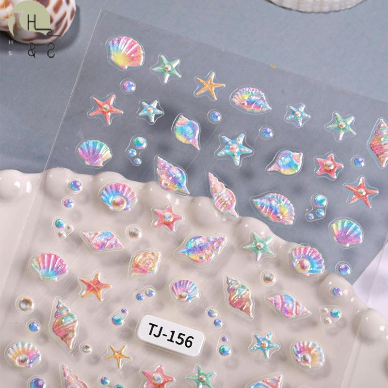[H&S] การ์ตูน Ocean Nail Art Stiers บรรเทา 5D ฤดูร้อนปลาดาวเปลือกหอยสีเล็บ Decals อุปกรณ์ตกแต่ง DIY 
