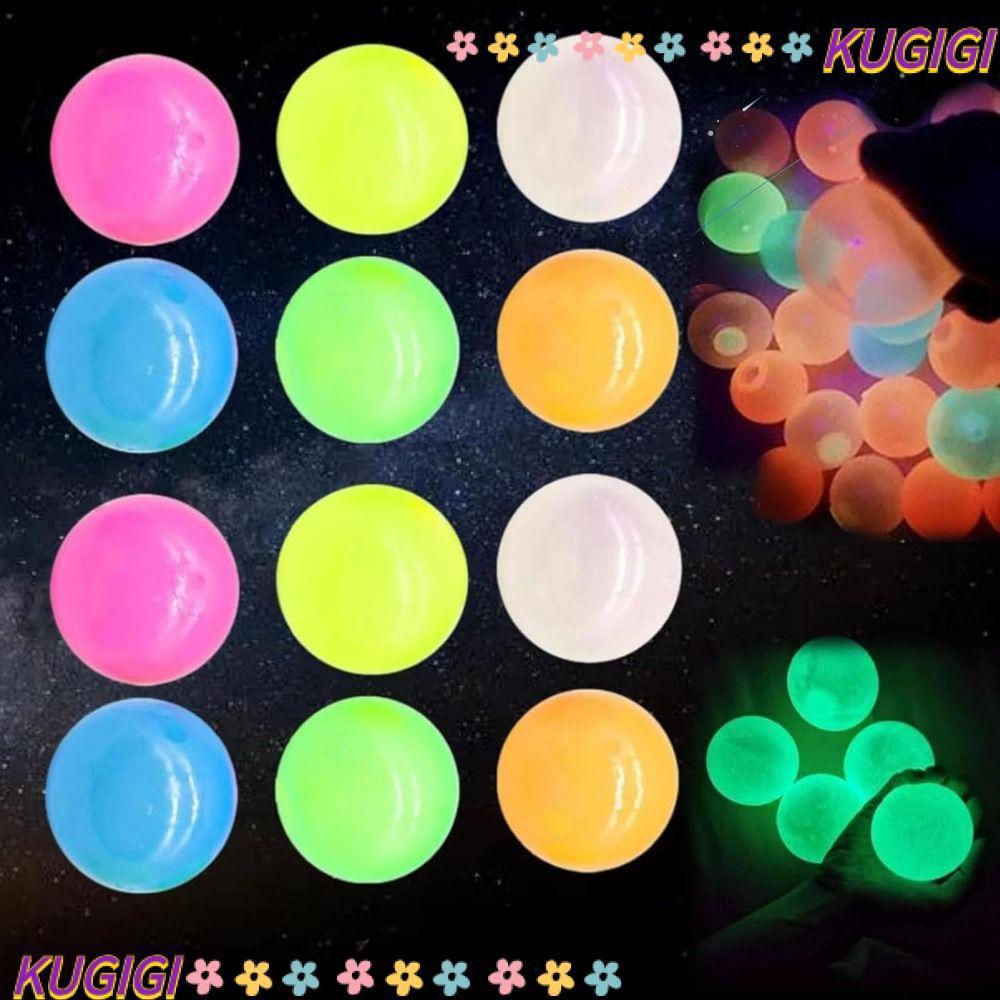KUGIGI Glorbs Balls, Glow in The Dark Target Sticky Ceiling, Squash Decompression Throw Ball Luminou
