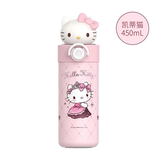 Sanrio ถ้วยฟางสแตนเลสสาวน่ารักถ้วยน้ําพกพามูลค่าสูงถ้วยน้ํา Hello Kitty