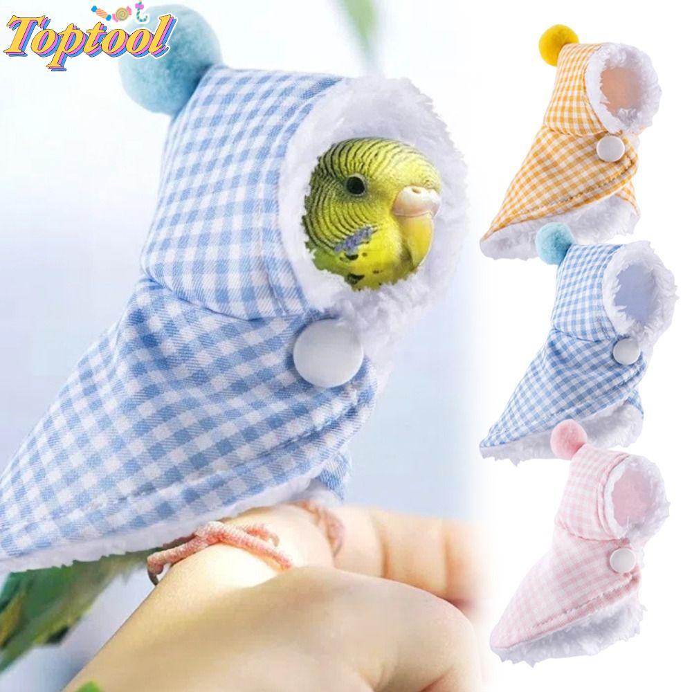 TOPTOOL Pet Parrot Cape,Thick Warm Winter Birds Coat, Flight-Proof Pink Blue Yellow Plaid Plush Cape