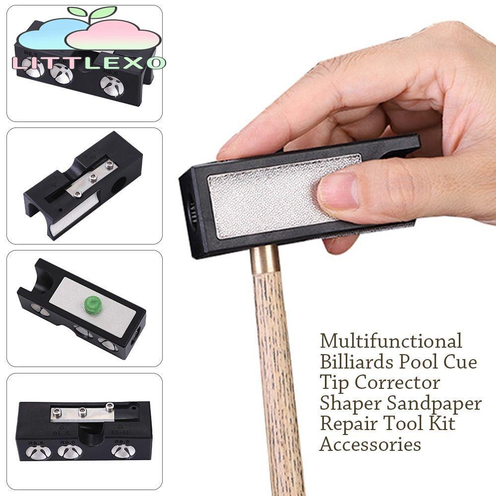 LITTLEX Cue Tip Shaper, บิลเลียดอุปกรณ์ซ่อมที่มีประสิทธิภาพสระว่ายน้ํา Cue Tip Corrector, อุปกรณ์เสริมสนุ๊กเกอร์ซ่อมเครื่องมือ 10 in 1 Pool Cue Shaper บิลเลียด