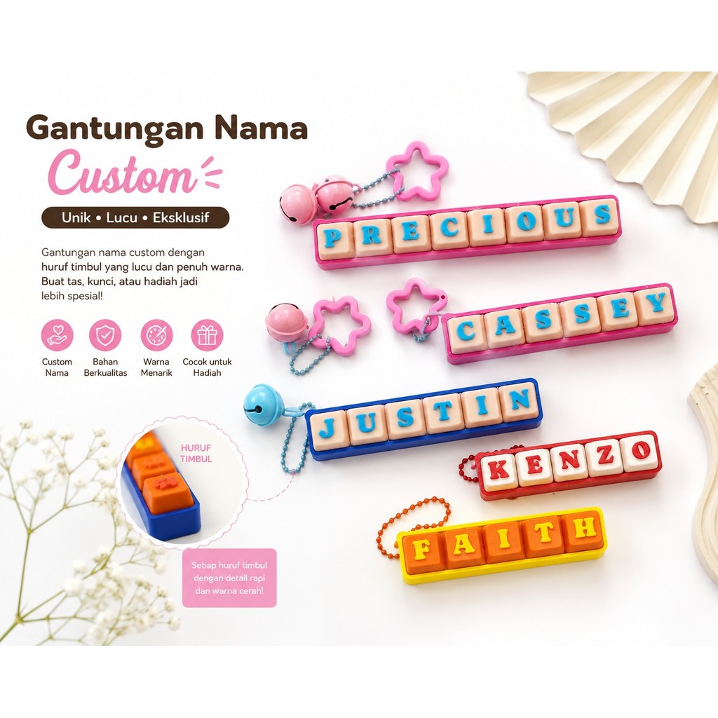 GANTUNGAN CUSTOM NAME KEYCHAIN/CUSTOM NAME KEYCHAIN 3D FIDGET คีย์บอร์ด