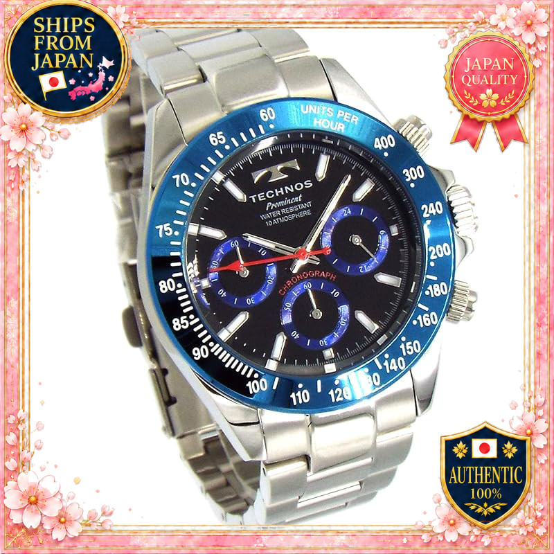 TECHNOS Prominent Series Chronograph Stainless Steel Black Sports TAP403ASN
