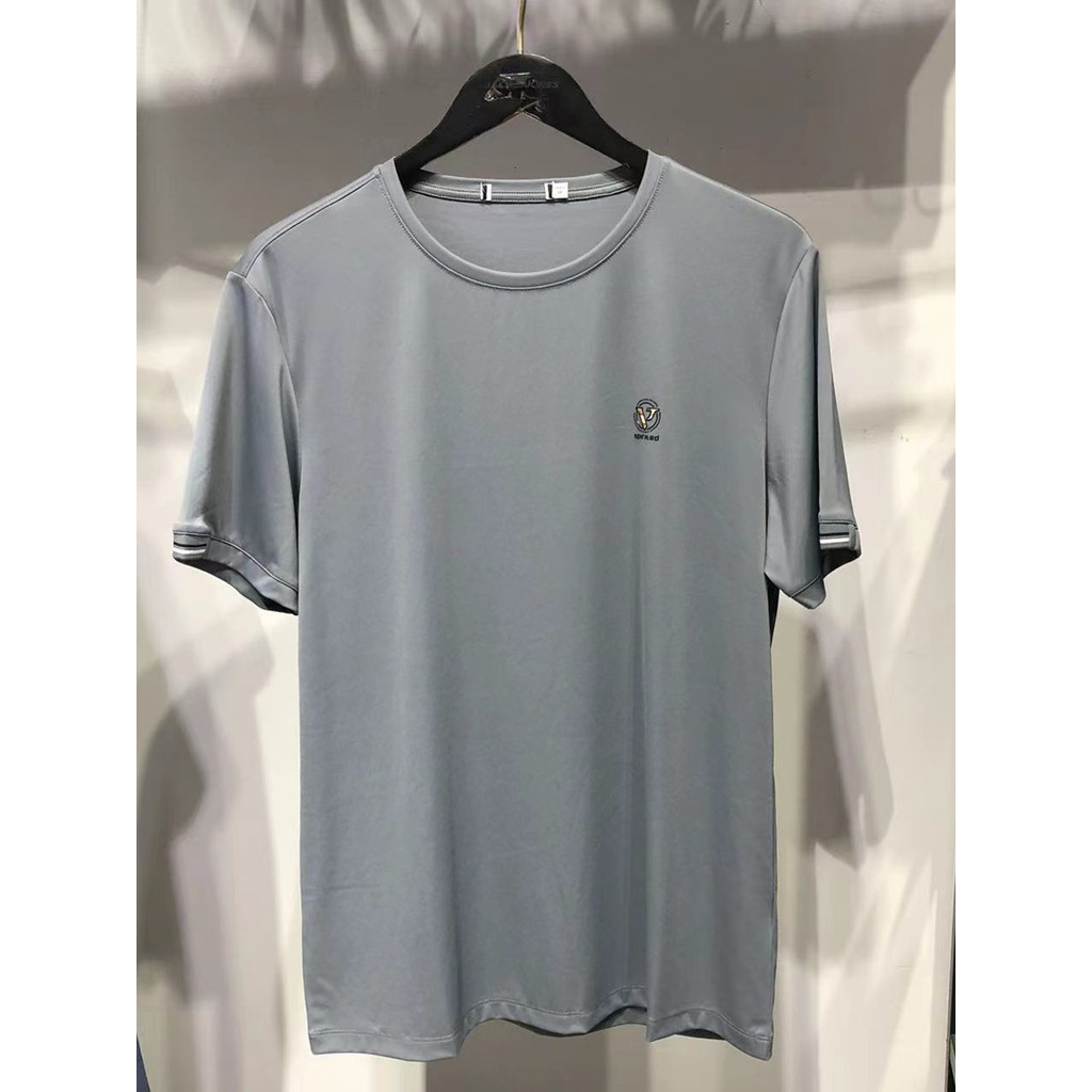 แบรนด์ผู้ชาย Jck Jns ฤดูร้อนบางรอบคอแขนสั้นเสื้อยืดสีเทาสไตล์ลําลอง Cool Smooth Texture Top