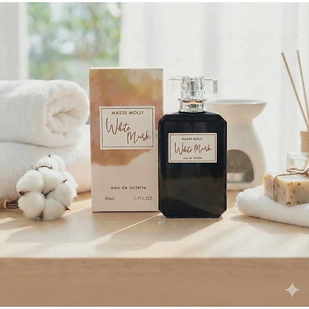 น้ำหอมกลิ่นระดับไฮเอน  น้ำหอมผู้หญิงกลิ่น ไวท์มัส Massemolly Perfume White Musk Eau de Toilette 50ml.🇯🇵🇯🇵