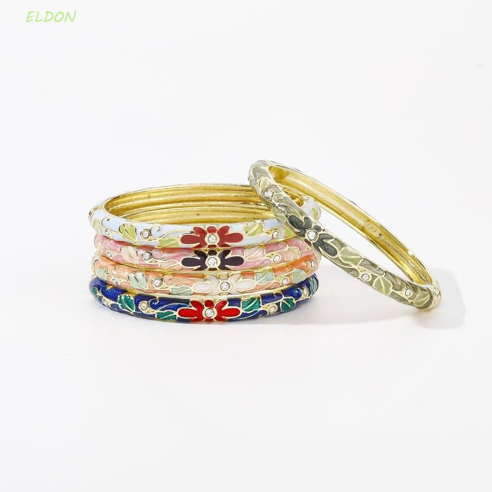 เอลดอน วินเทจ Cloisonne กําไลข้อมือ,เคลือบดอกไม้ใหญ่ดอกไม้จีนกําไลข้อมือ,ฮาวายจีนชาติพันธุ์แบบดั้งเดิมผู้หญิงสร้อยข้อมือของขวัญเครื่อ