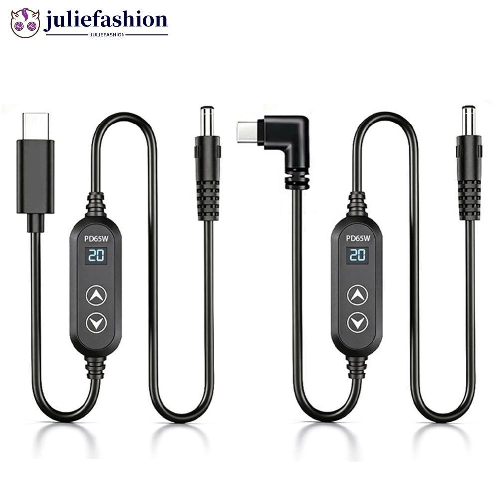 JULIEFASHION Universal 65W ประเภท C ถึง DC PD สายอะแดปเตอร์อะแดปเตอร์ปรับ 5V 9V 12V 15V 20V Boost Li