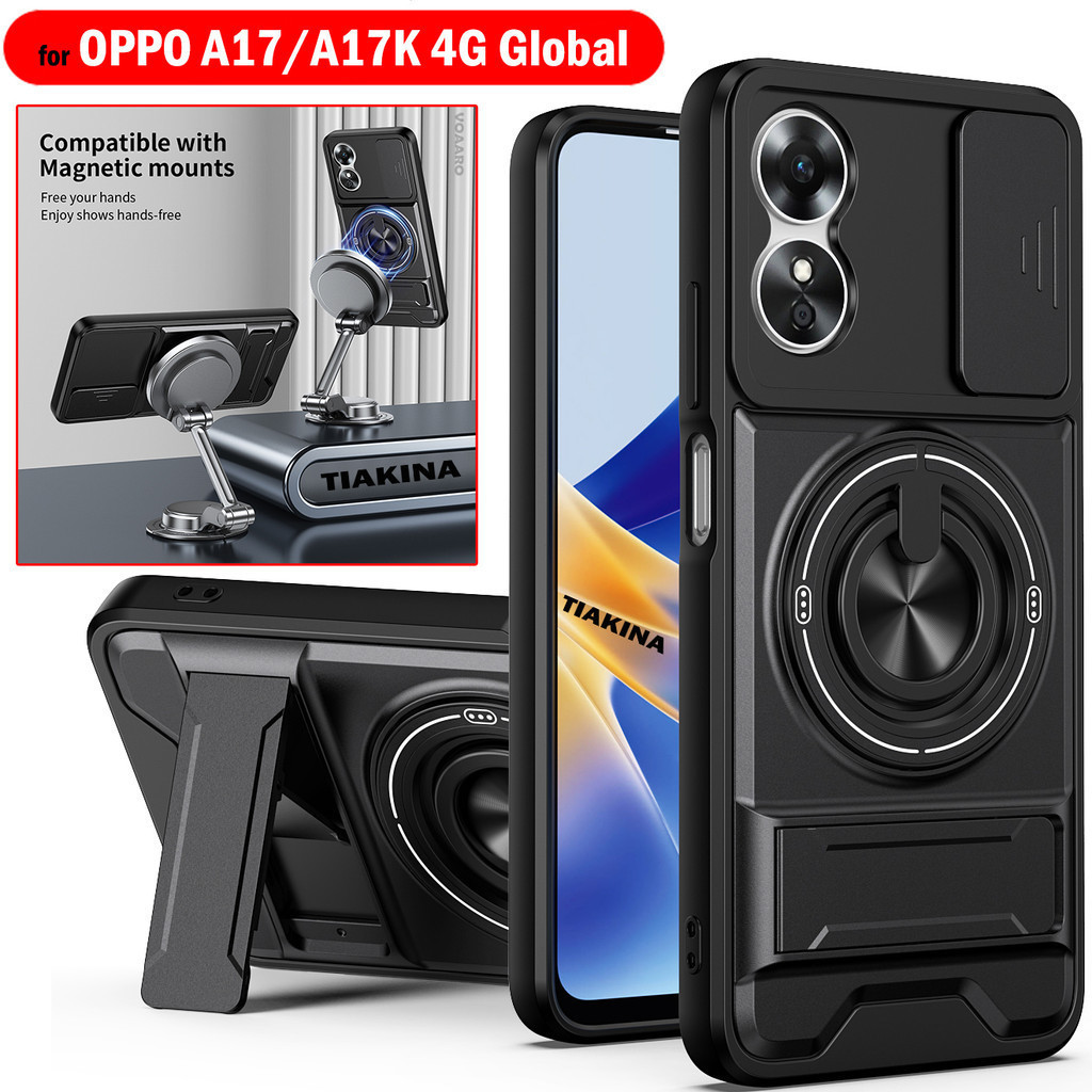 หมุนสไลด์เลนส์ Funda สําหรับ OPPO A17 4G Global กรณีแหวนแม่เหล็กสําหรับ OPPO A17K 4G Global กรณี Kic