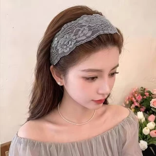 สง่างามลูกไม้ยืดหยุ่นแถบคาดศีรษะกว้างสําหรับผู้หญิงสาวแฟชั่นอุปกรณ์ผมสวมใส่ทุกวันเช่นที่คาดผมผ้าโพกหัววง