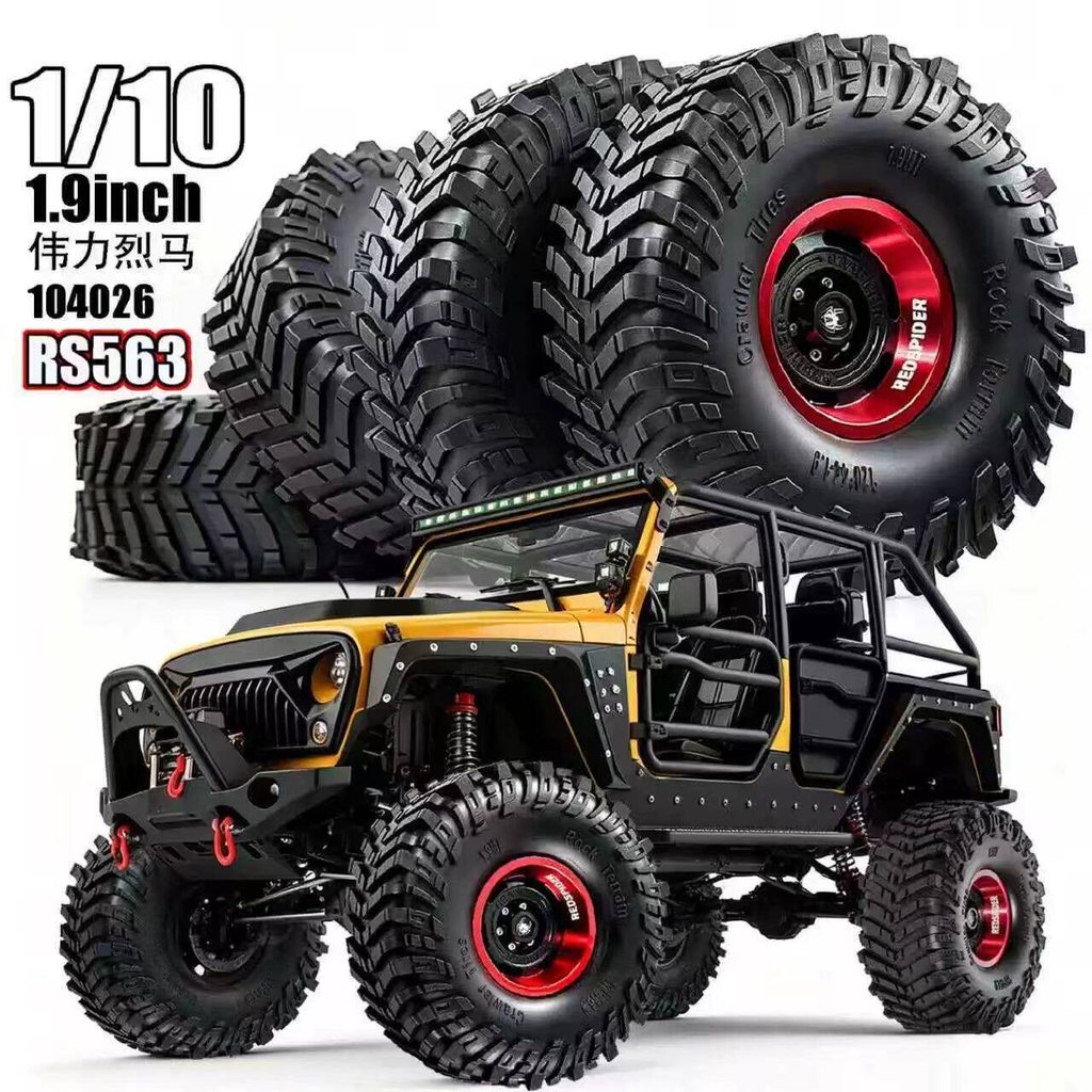 RS 1.9 นิ้วล้อโลหะ + ยางสําหรับ 1/10 ปีนเขา AXIAL SCX10III CJ7 Jeep ล้อ RS563