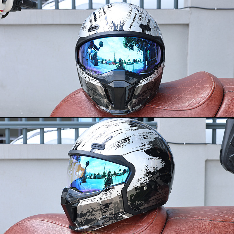 Street Fighter หมวกกันน็อคมอเตอร์ไซค์แบบแยกส่วนคางที่ถอดออกได้ Guard Unisex ทุกฤดูกาล DOT Certified ABS Shell กันกระแทกสกู๊ตเตอร์ขี่หมวกกันน็อคค้นหาร้อนการแปลงสูง