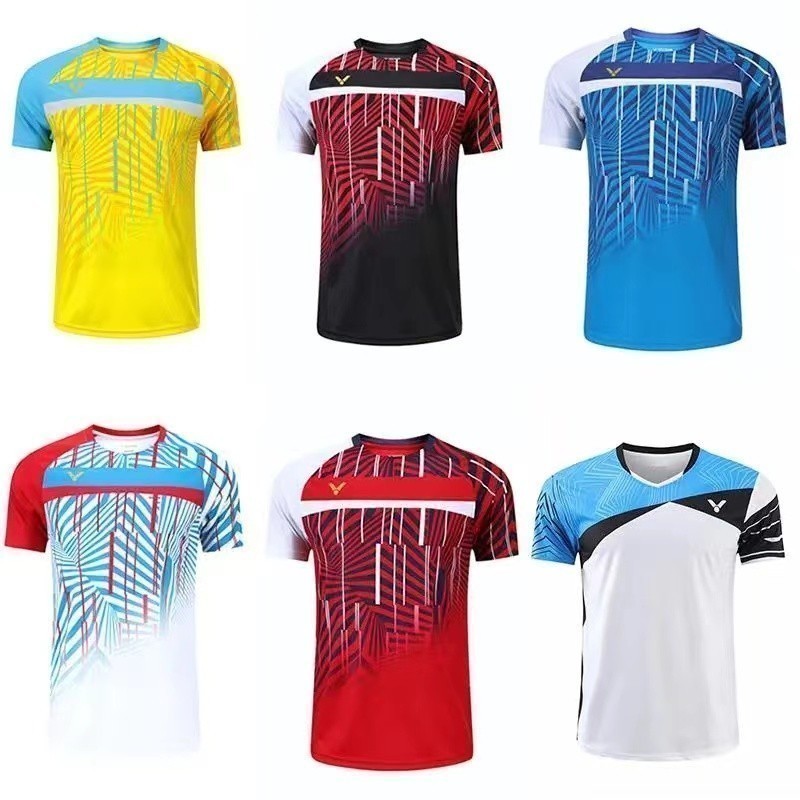 ขายร้อน VICTOR เสื้อยืดแบดมินตัน Unisex ชุดทีมเกาหลีลูกเรือคอแห้งเร็วระบายอากาศชุดกีฬาสบาย