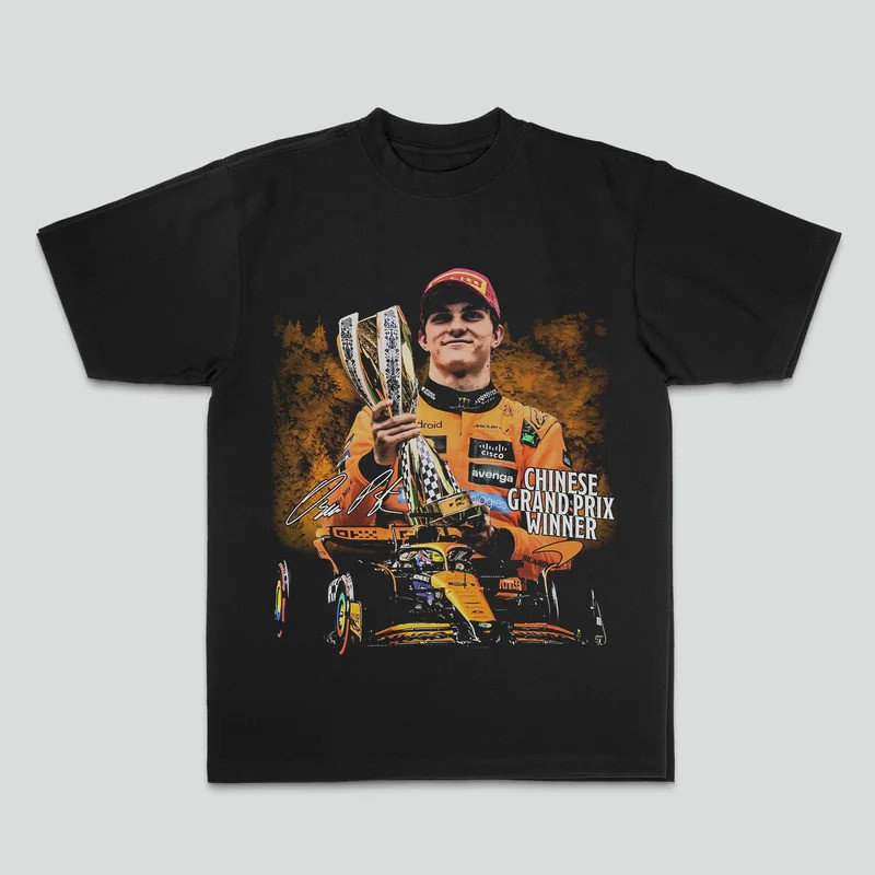 เสื้อยืดผู้ชาย F1 Chinese Rand Prix Winner รุ่น OSCAR Piastri # เสื้อยืดลายกราฟิก 81 Champion Trophy