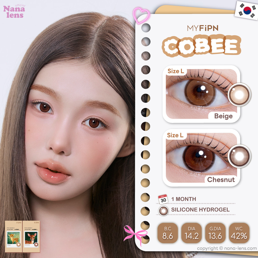 MYFiPN Cobee สี Beige/Chestnut คอนแทคเลนส์รายเดือน